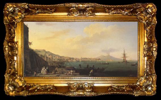 framed  VERNET, Claude-Joseph View of Naples with Nt.Vesuvius (mk05), ta009-2